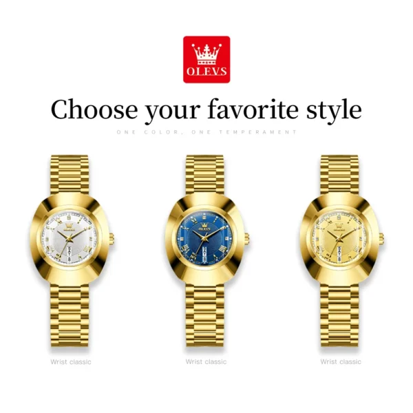 OLEVS Quartz Watch for Women Golden Tungsten steel Luxury Elegant Waterproof Calendar High Quality Watch Women's Wristwatches - Image 6