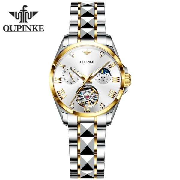 OUPINKE Fashion Luxury Brand Women's Watches Elegant Hollow out Moon Phase Automatic mechanical Watch Original Female Wristwatch - Image 12